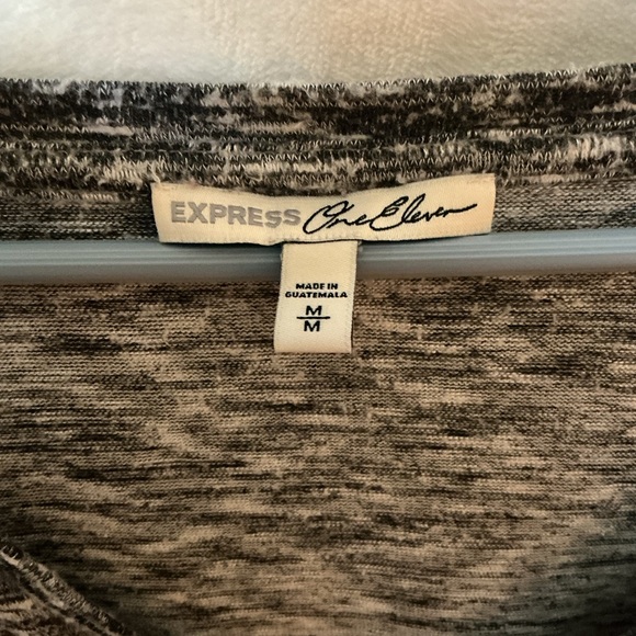 Express Black and White V-Neck Short Sleeve Top - Picture 2 of 3